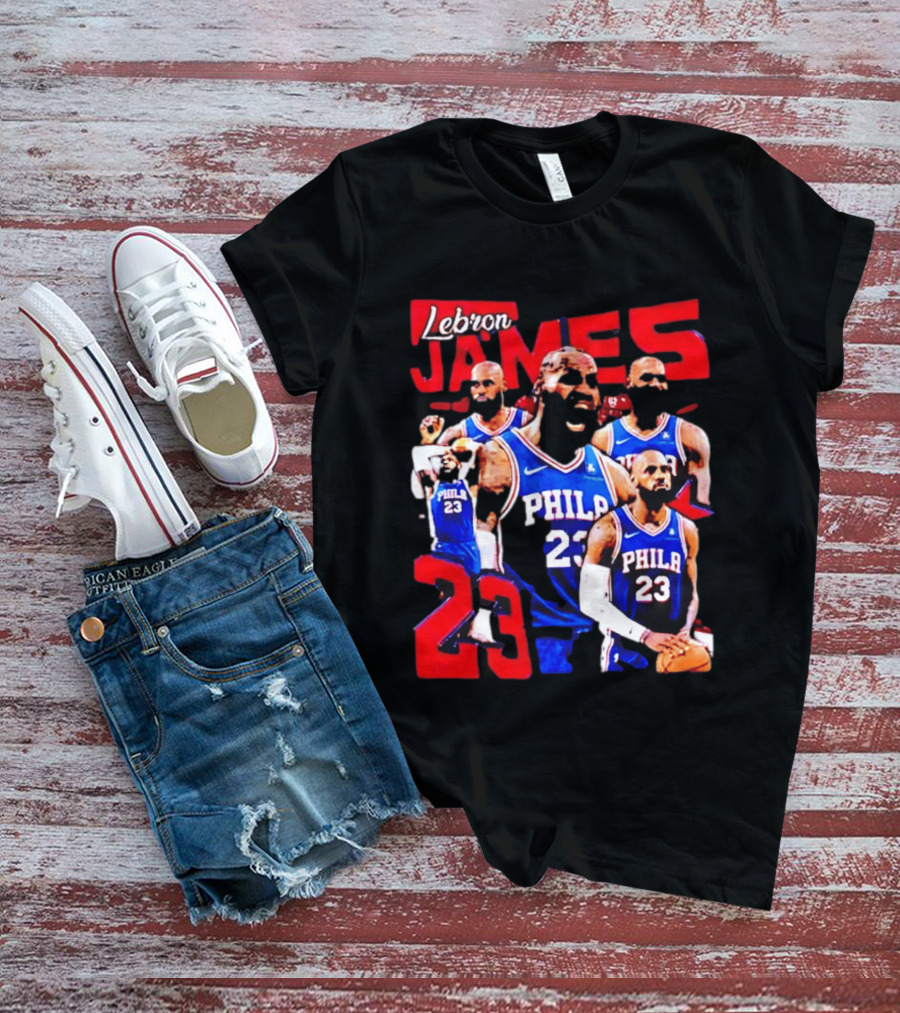 LeBron James No 23 Philadelphia 76ers Collage Legends T-Shirt