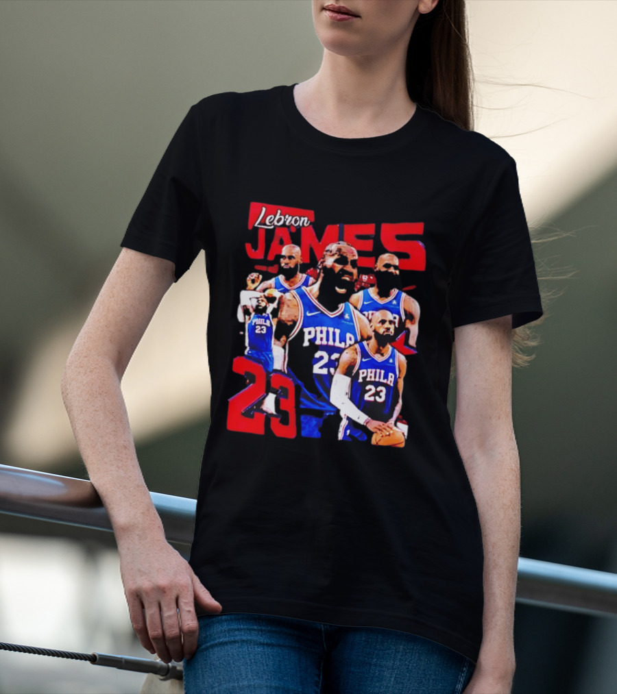 LeBron James No 23 Philadelphia 76ers Collage Legends T-Shirt