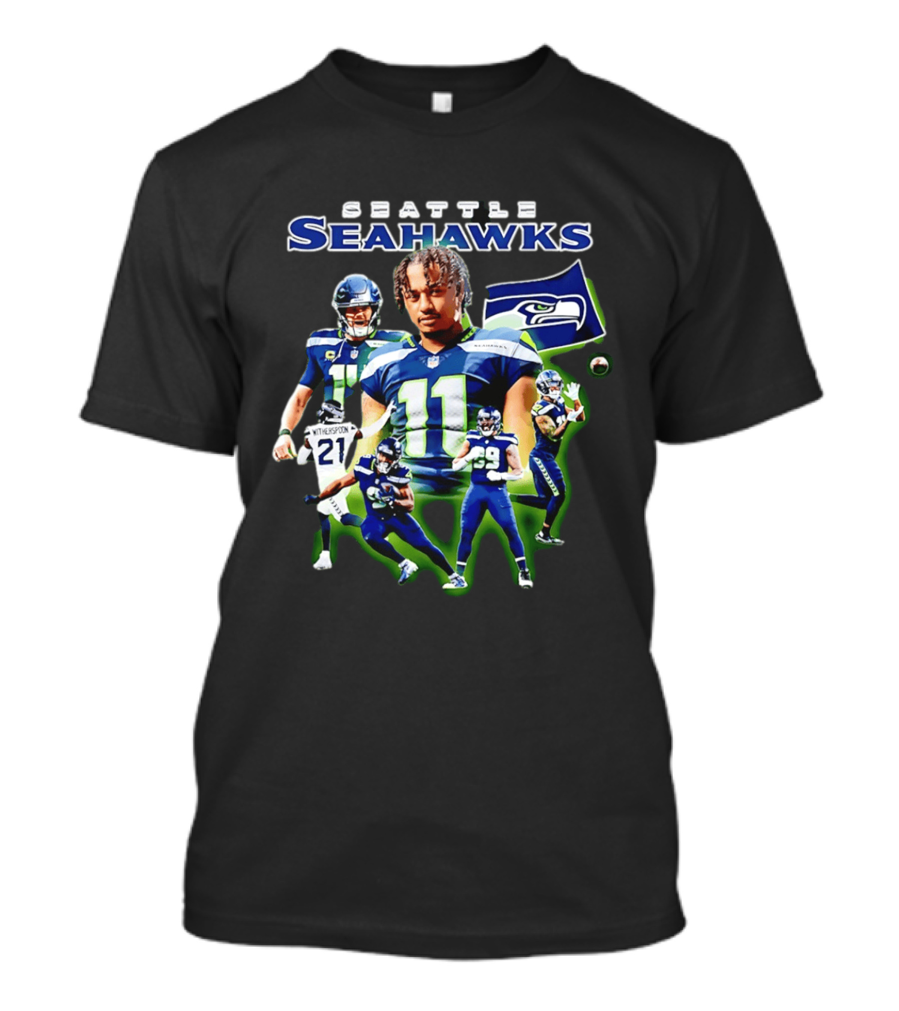 Seattle Seahawks Witherspoon 21 14 11 99 Player Collage T-Shirt