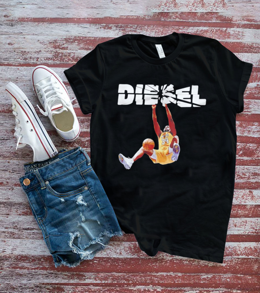Shaquille O'Neal Diesel Broken Glass Lakers 34 Dunk T-Shirt