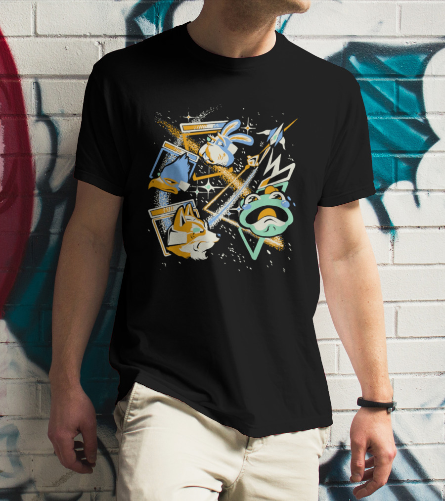 Star Fox Slippy Toad Peppy Hare Falco Lombardi Retro Game Characters T-Shirt