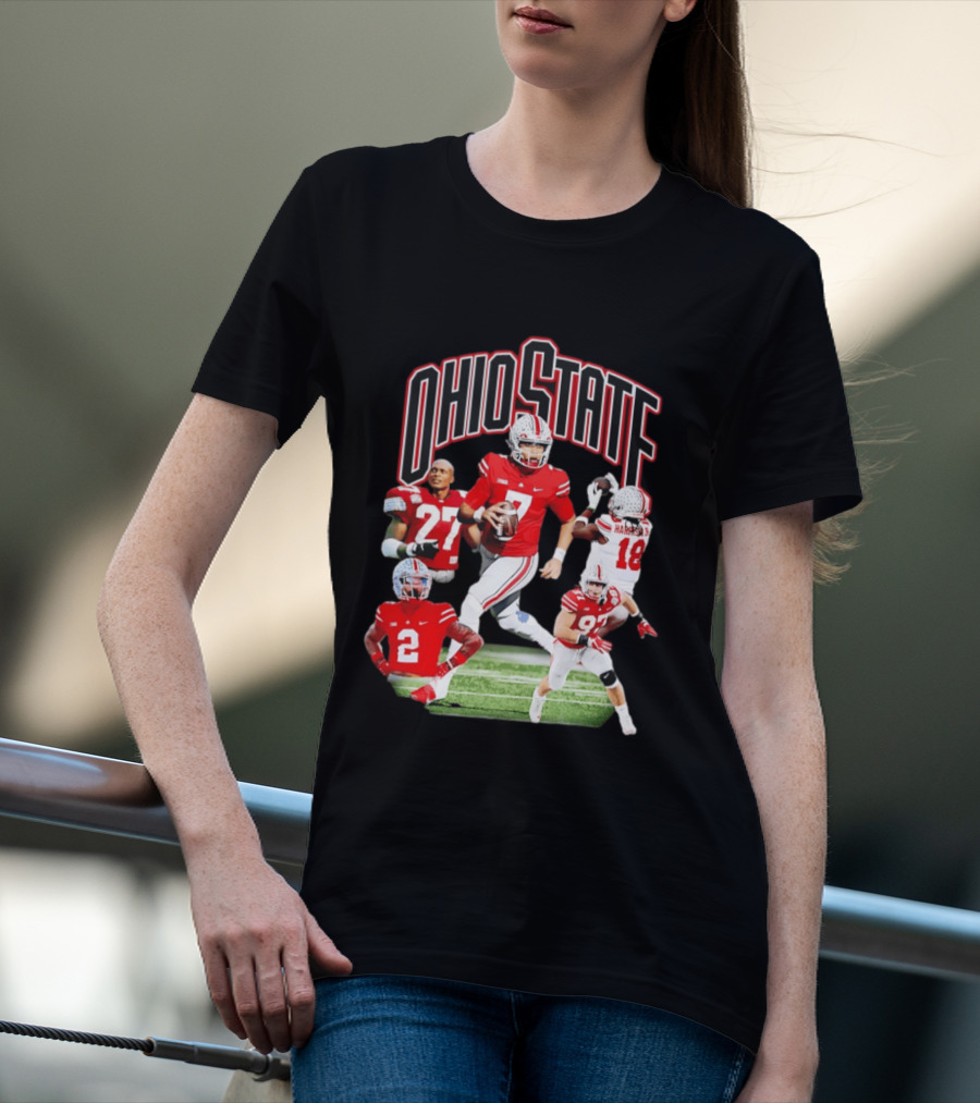 Ohio State Football Collage Featuring Harrison Jr And Star Players T-Shirt