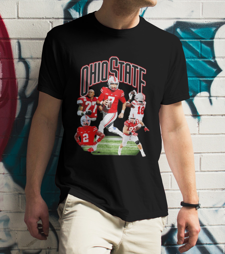 Ohio State Football Collage Featuring Harrison Jr And Star Players T-Shirt