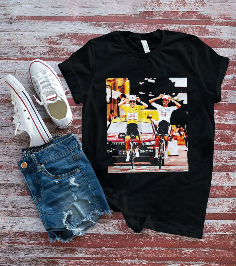 Tadej Pogačar Isaac Del Toro UAE Team Emirates Cycling Skoda Tour Celebratory Finish T-Shirt