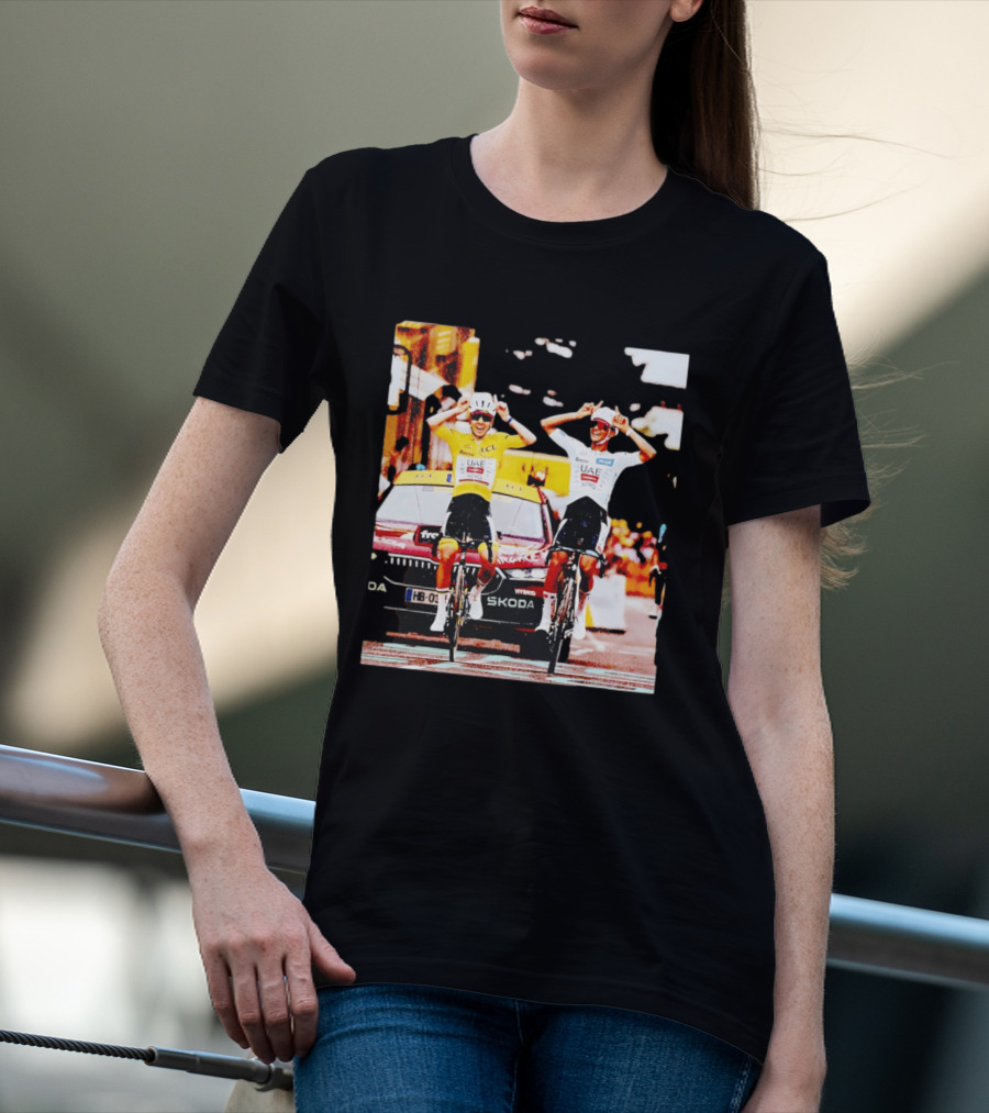 Tadej Pogačar Isaac Del Toro UAE Team Emirates Cycling Skoda Tour Celebratory Finish T-Shirt