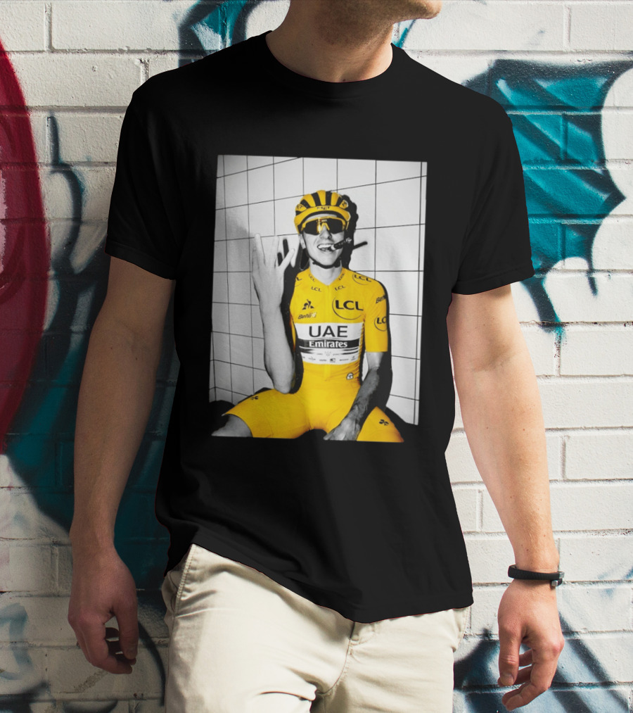 Tadej Pogačar UAE Emirates LCL Yellow Jersey Cycling Champion T-Shirt