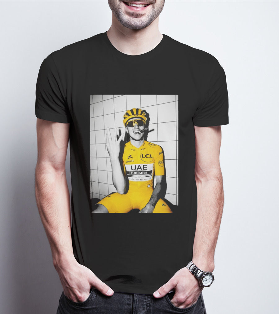 Tadej Pogačar UAE Emirates LCL Yellow Jersey Cycling Champion T-Shirt