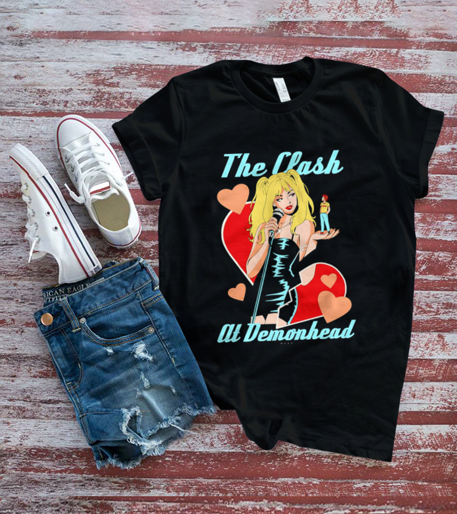 The Clash At Demonhead Heart And Singer With Microphone And Red Haired Figure T-Shirt