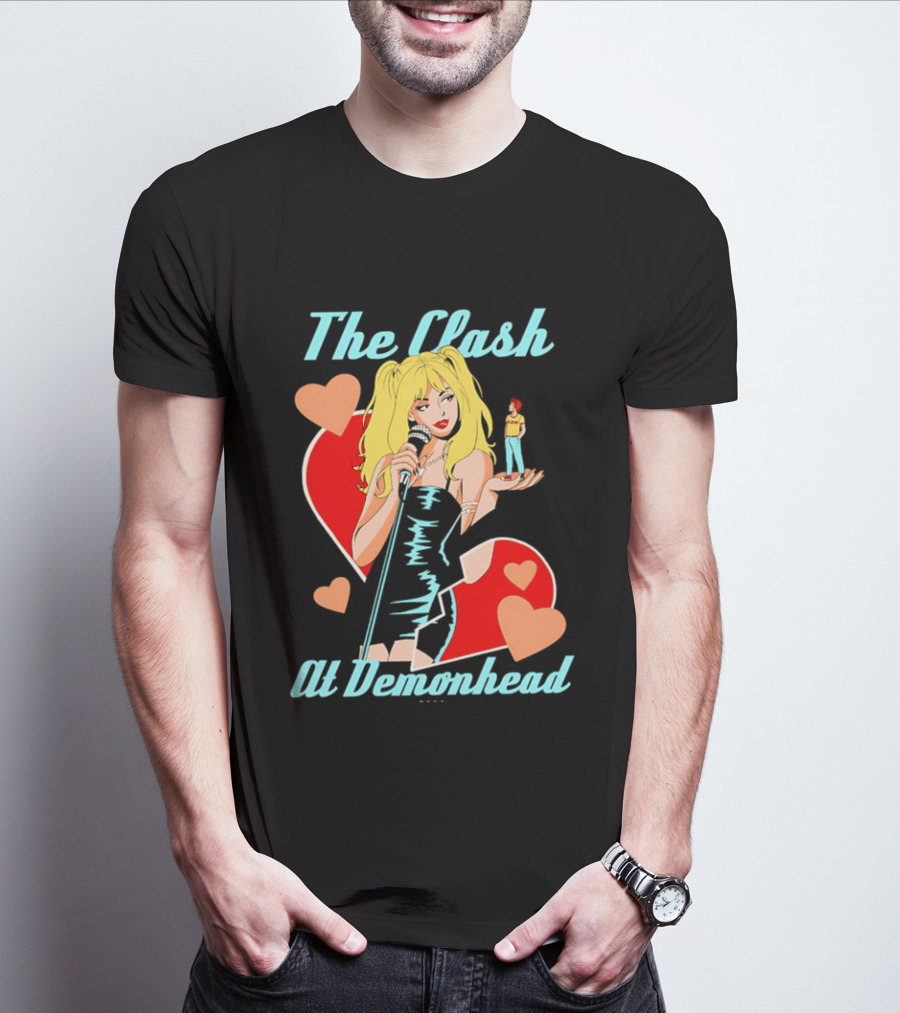 The Clash At Demonhead Heart And Singer With Microphone And Red Haired Figure T-Shirt