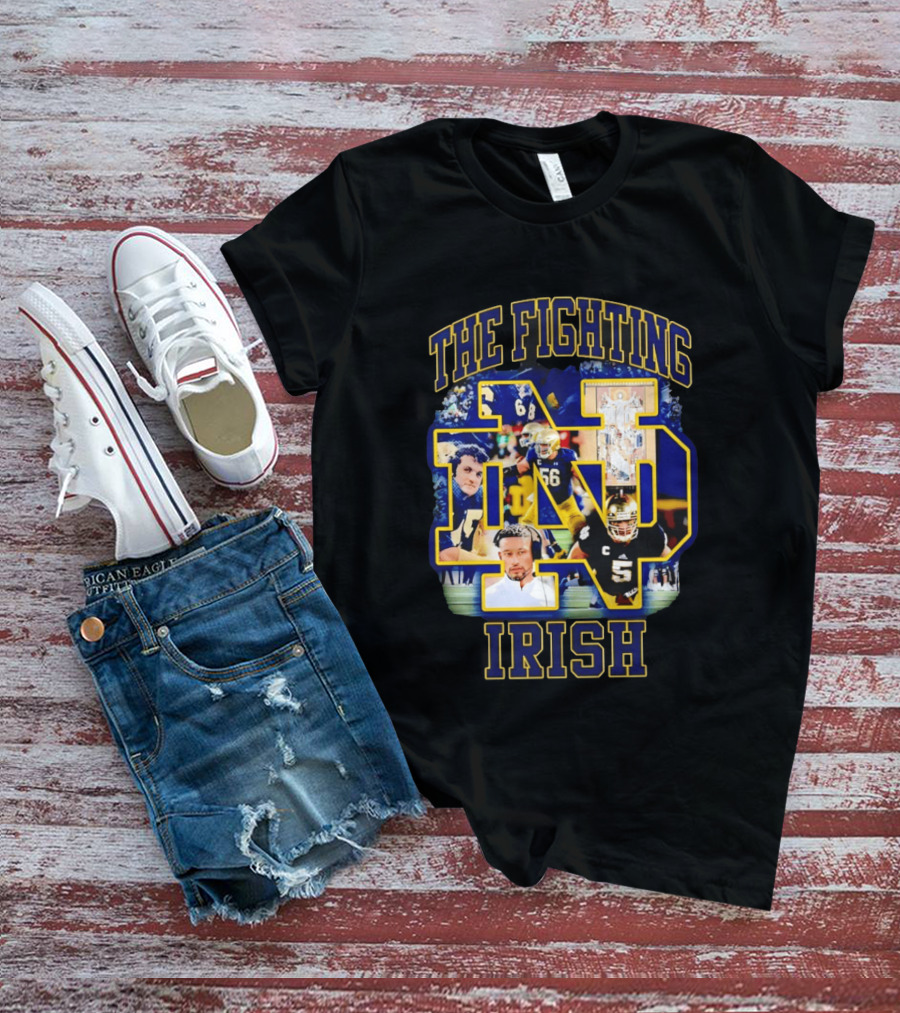 The Fighting Irish Notre Dame Collage With Marcus Freeman Players T-Shirt