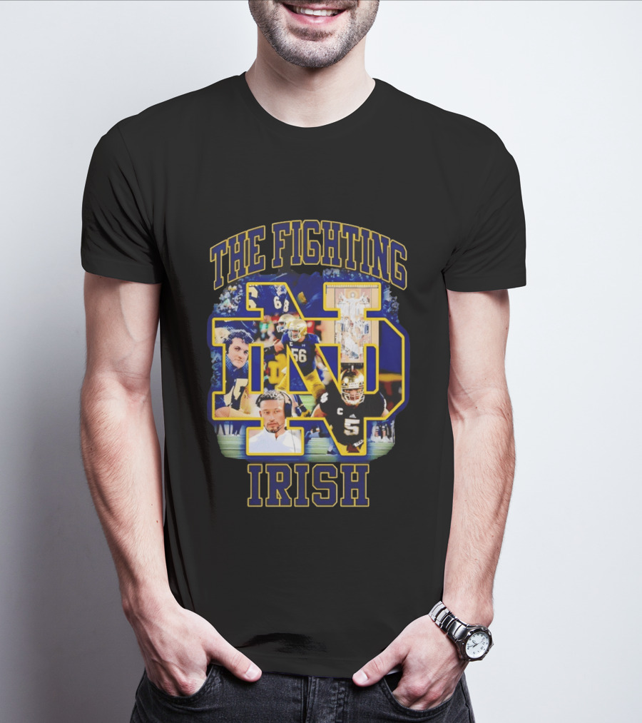 The Fighting Irish Notre Dame Collage With Marcus Freeman Players T-Shirt