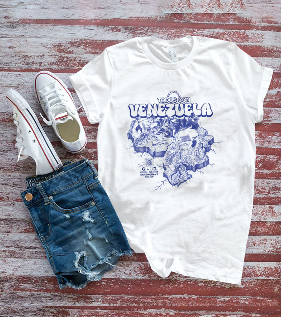 Todos Con Venezuela Wnucalo Feels So Good Earthquake Relief 3D Deep Relief Image T-Shirt