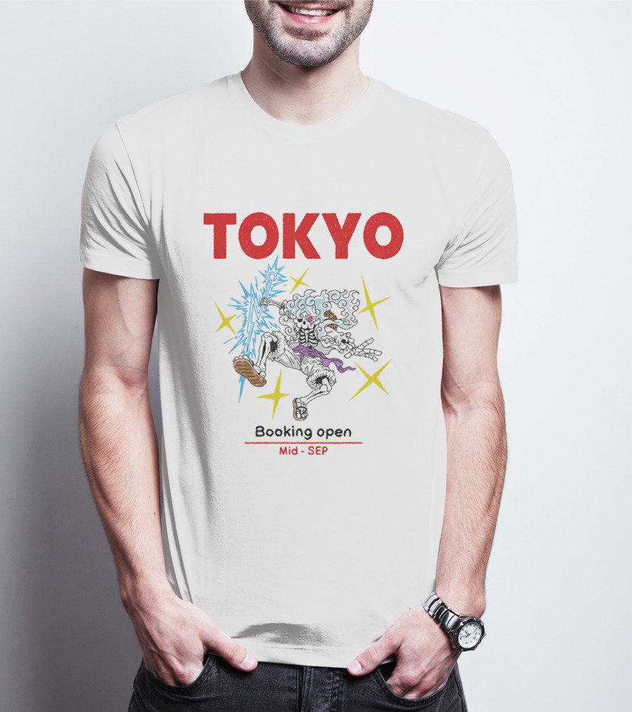 Tokyo Booking Open Mid Sep One Piece Luffy Skeleton Burst T-Shirt