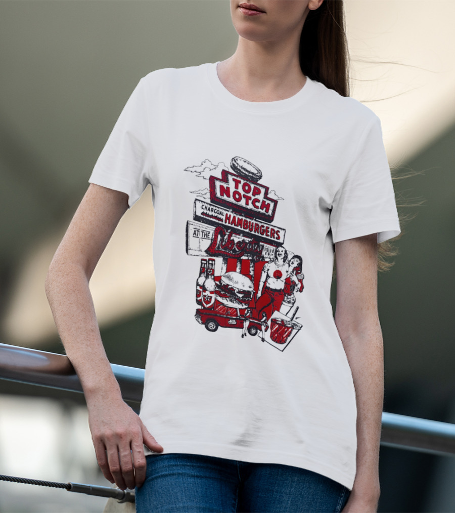 Top Notch Hamburgers Liberty Car Drink Charcoal Vibes T-Shirt
