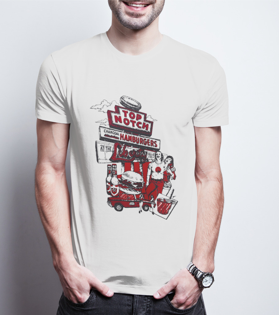 Top Notch Hamburgers Liberty Car Drink Charcoal Vibes T-Shirt
