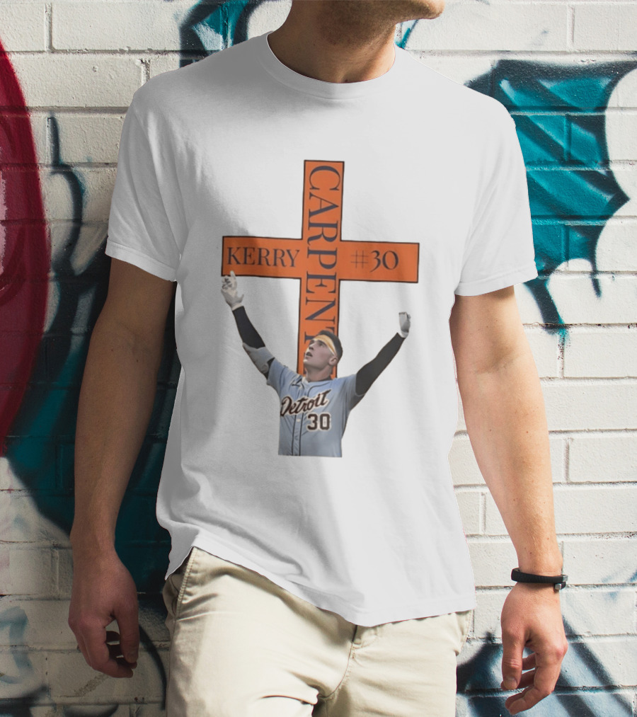 Kerry Carpenter Detroit Tigers #30 Praise The Lord Cross T-Shirt