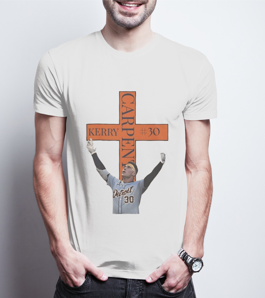 Kerry Carpenter Detroit Tigers #30 Praise The Lord Cross T-Shirt
