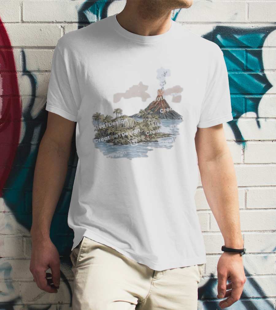 Lava Flow Volcano Tropical Island Creative T-Shirt
