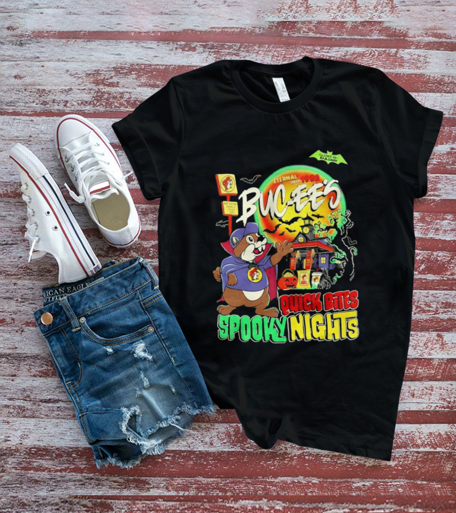 Buc Ee's Eternal Since 1982 Quick Bites Spooky Nights Halloween Glow In The Dark T-Shirt