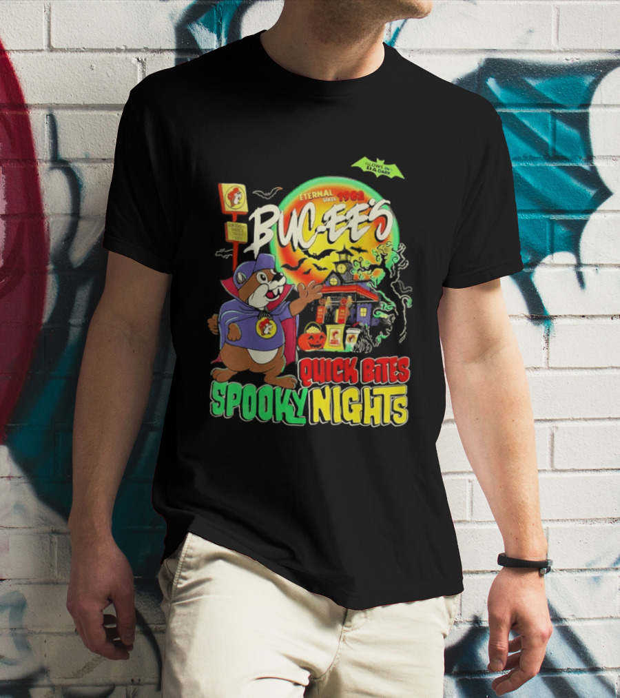 Buc Ee's Eternal Since 1982 Quick Bites Spooky Nights Halloween Glow In The Dark T-Shirt