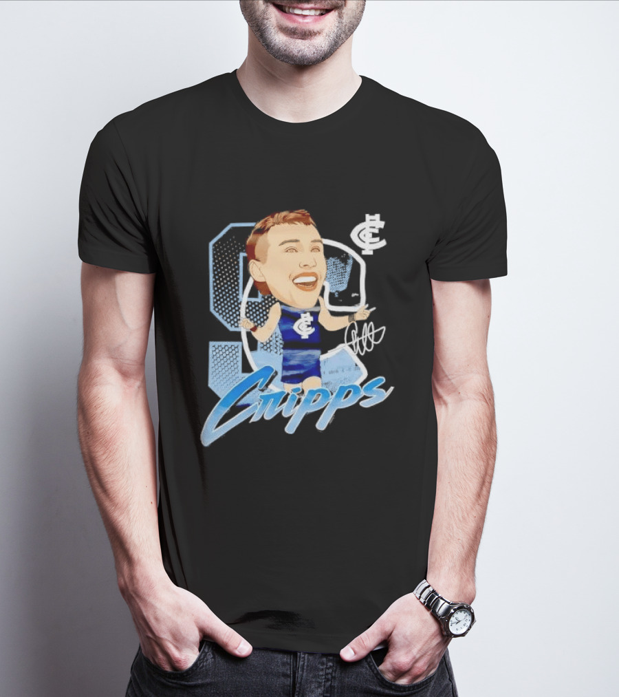 Carlton FC Patrick Cripps Caricature With Signature T-Shirt