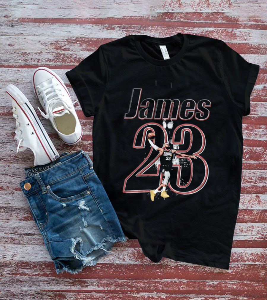 James 23 Basketball Player Action Dunk T-Shirt