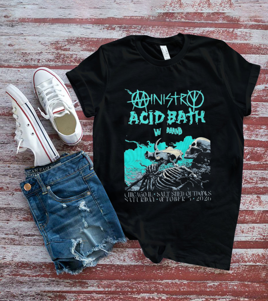 Ministry X Acid Bath Windhand Chicago IL Salt Shed Outdoors October 3 2026 Skeletons And Sea Monster T-Shirt