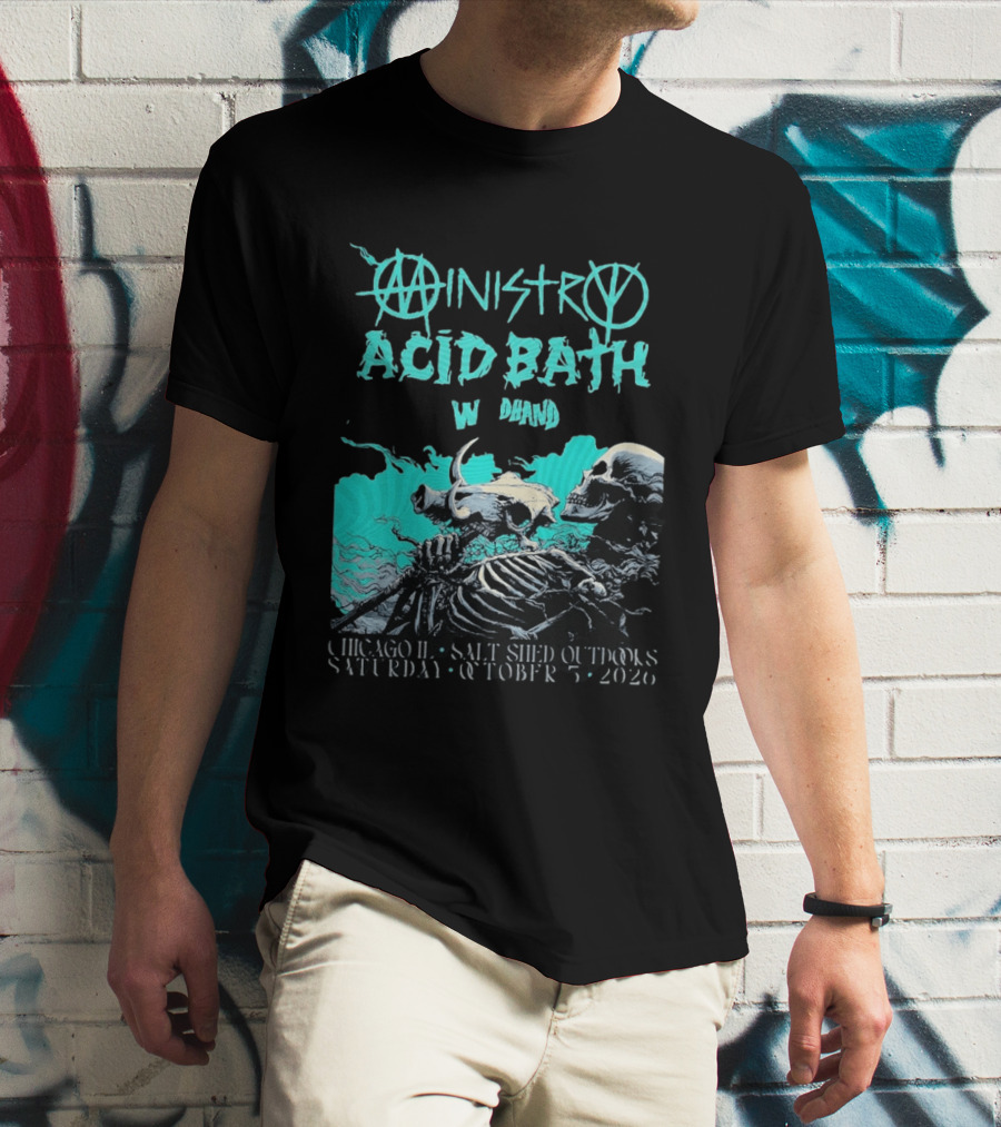 Ministry X Acid Bath Windhand Chicago IL Salt Shed Outdoors October 3 2026 Skeletons And Sea Monster T-Shirt
