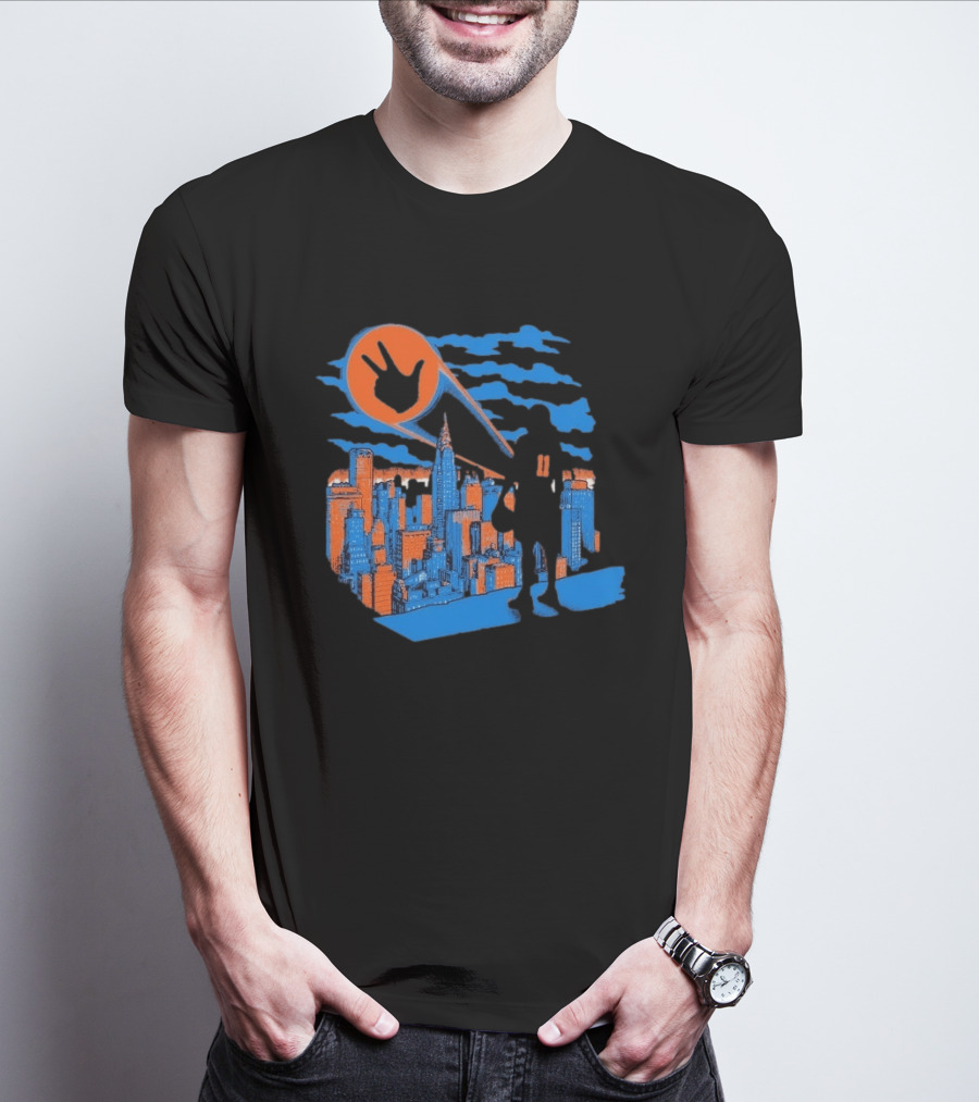 New York Knicks Jalen Brunson NYC Skyline Hero Hand T-Shirt