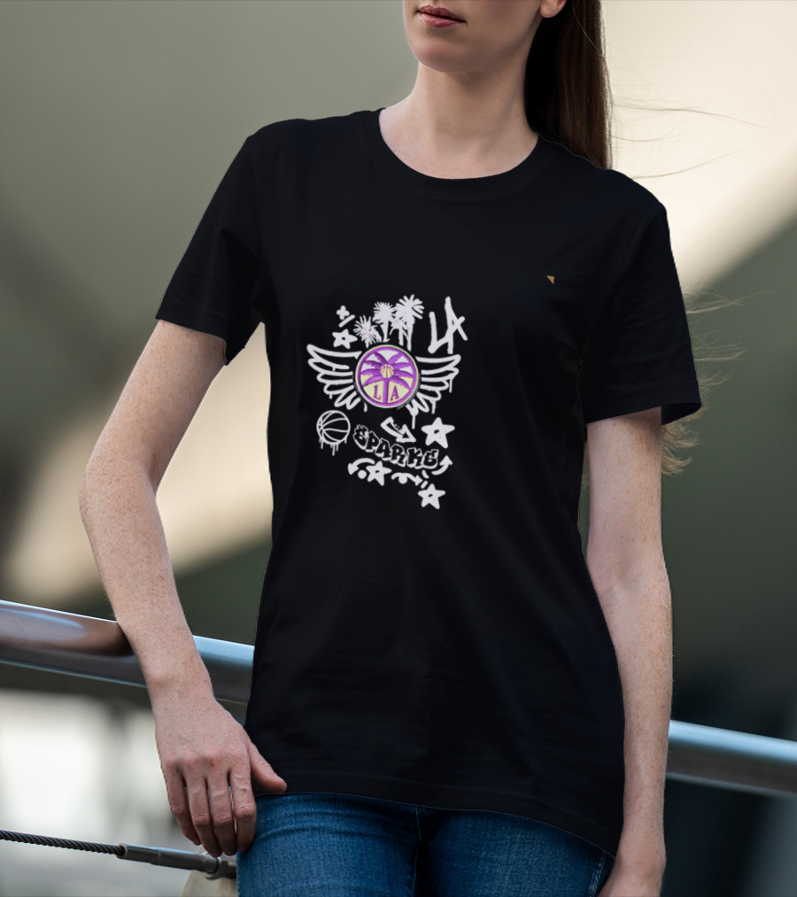 LA Sparks Graffiti Wings Basketball Stars T-Shirt