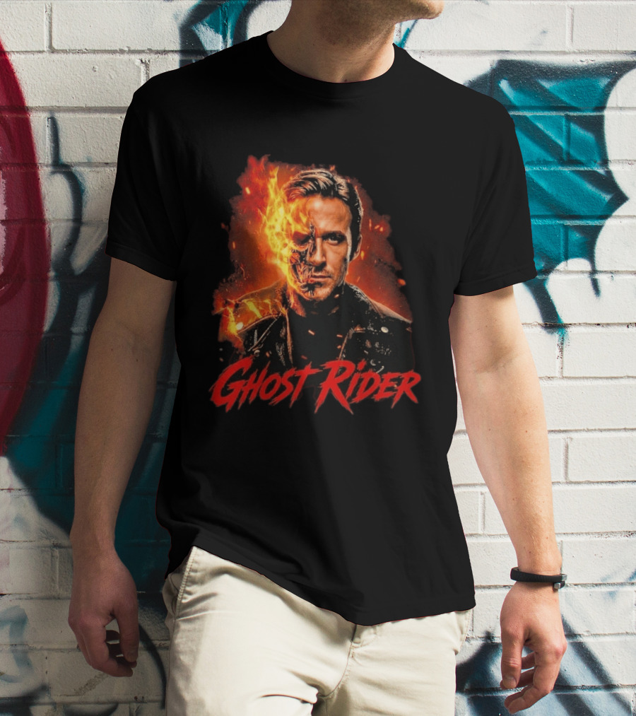 Ryan Gosling Ghost Rider Fiery Half Face Marvel T-Shirt