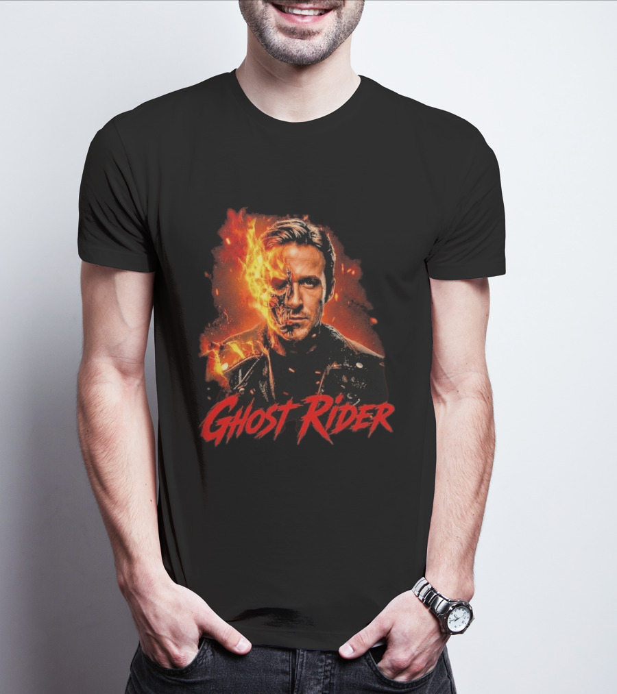 Ryan Gosling Ghost Rider Fiery Half Face Marvel T-Shirt