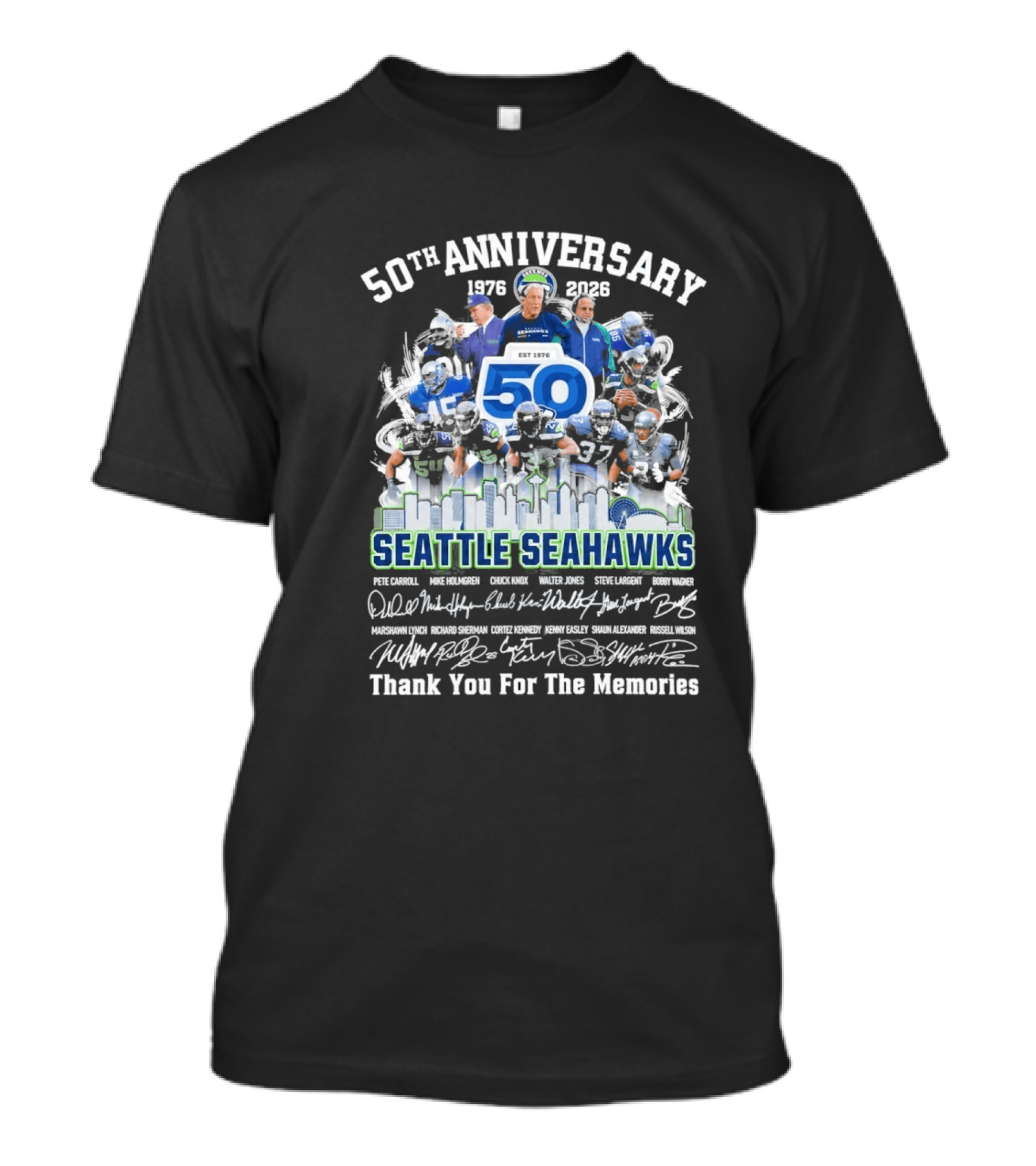 Seattle Seahawks 50th Anniversary 1976 2023 Thank You For The Memories T-Shirt