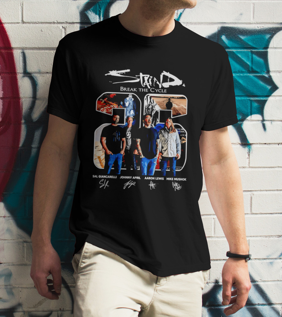 Staind Break The Cycle 25 Sal Giancarelli Johnny April Aaron Lewis Mike Mushok T-Shirt