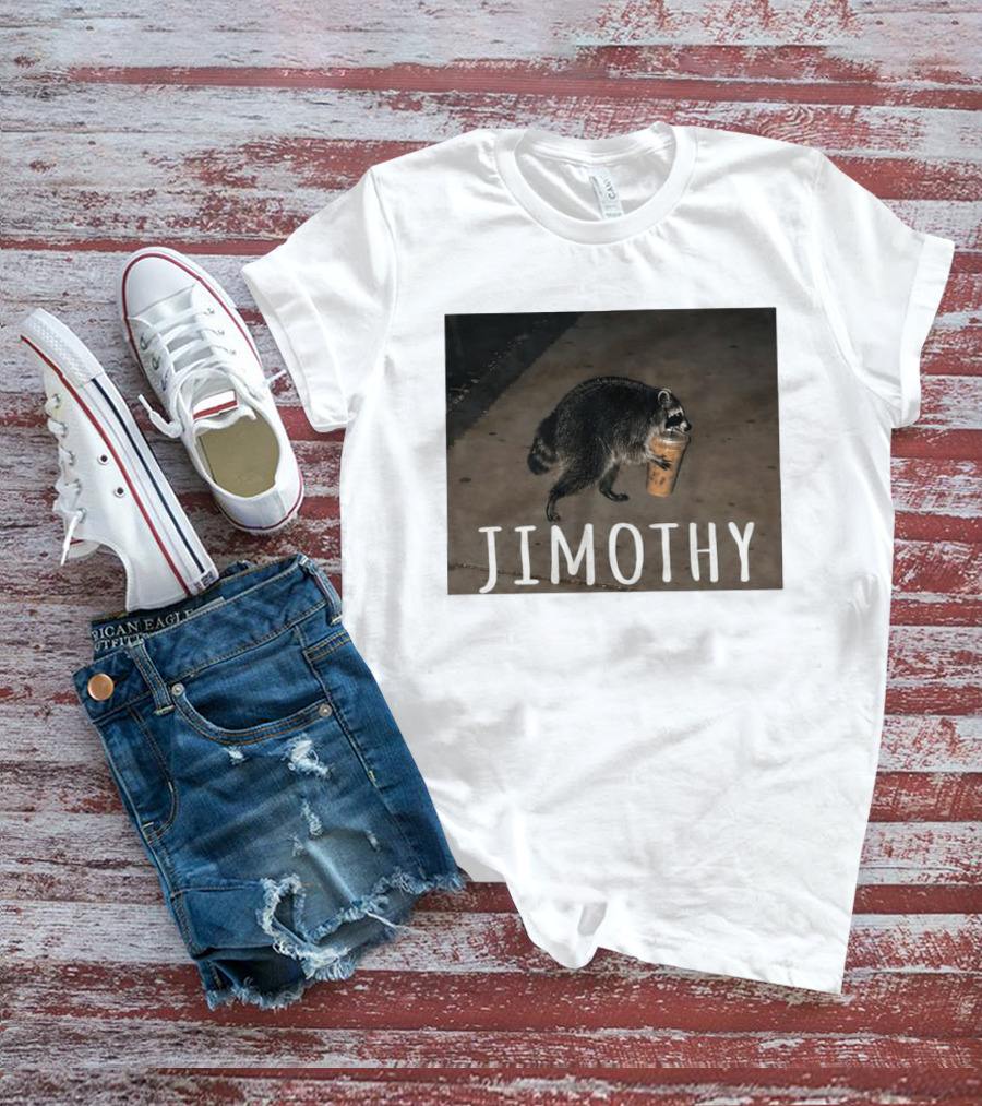 Jimothy Raccoon Carrying Iced Coffee Meme Animal Lover T-Shirt