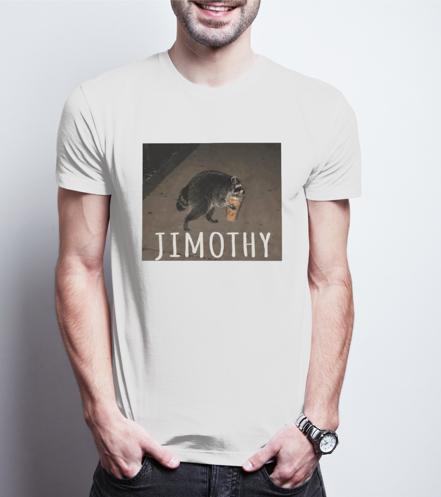 Jimothy Raccoon Carrying Iced Coffee Meme Animal Lover T-Shirt