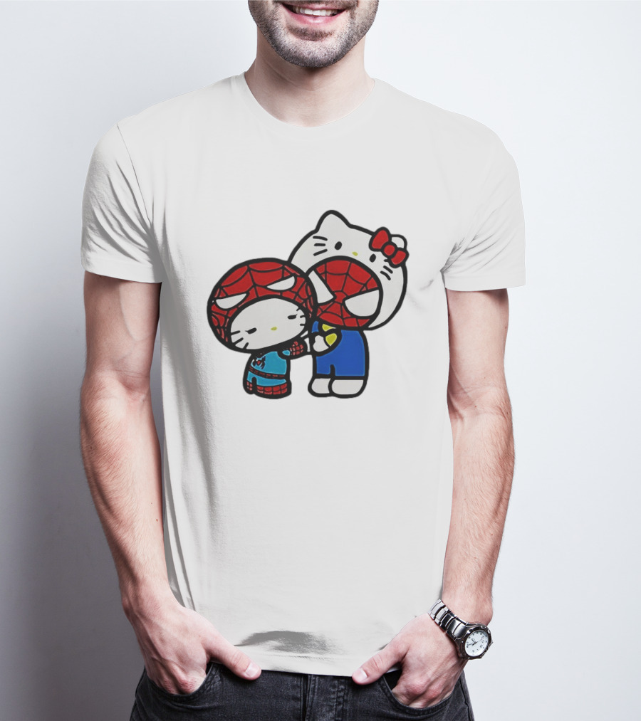 Kitty Hug Spider Man Mask Cute T-Shirt