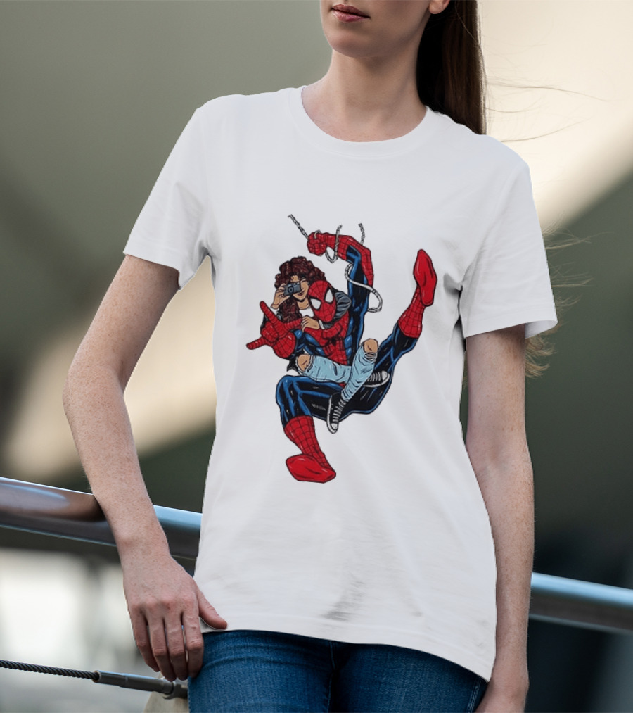Spider Man The Heart Behind The Hero Photography Pose T-Shirt