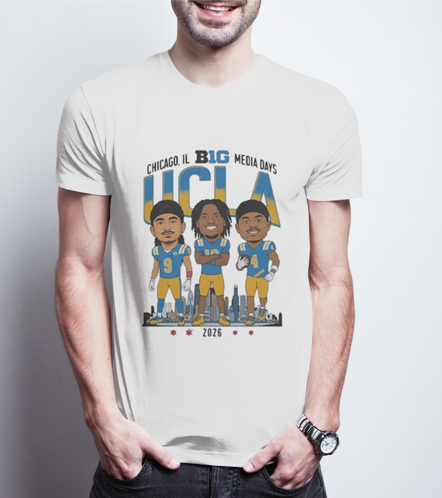Chicago IL Big Media Days UCLA Bruins Football 2026 Player Caricature T-Shirt