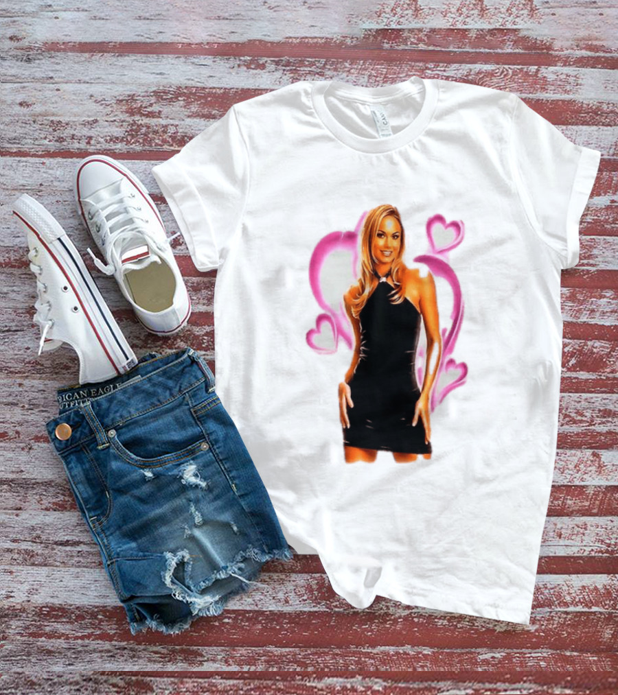 WWE Stacy Keibler Pink Hearts Glamorous Pose T-Shirt
