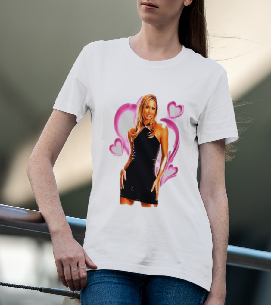 WWE Stacy Keibler Pink Hearts Glamorous Pose T-Shirt