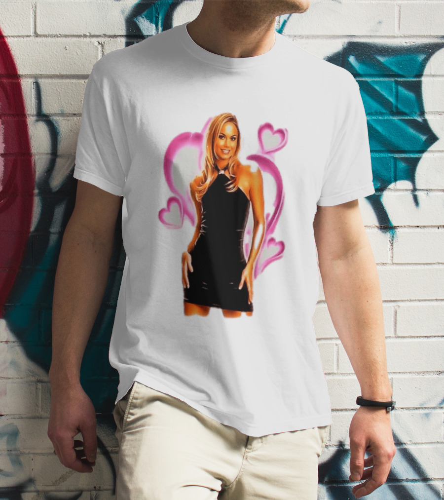 WWE Stacy Keibler Pink Hearts Glamorous Pose T-Shirt