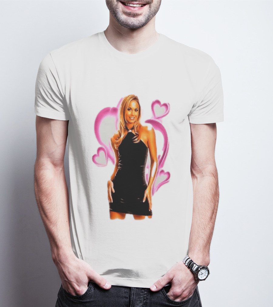 WWE Stacy Keibler Pink Hearts Glamorous Pose T-Shirt