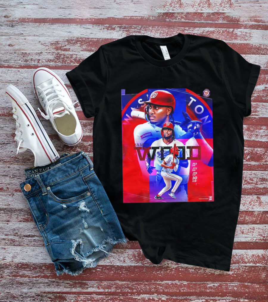 James Wood Washington Nationals .272 AVG .398 OBP 30 HR Collage T-Shirt