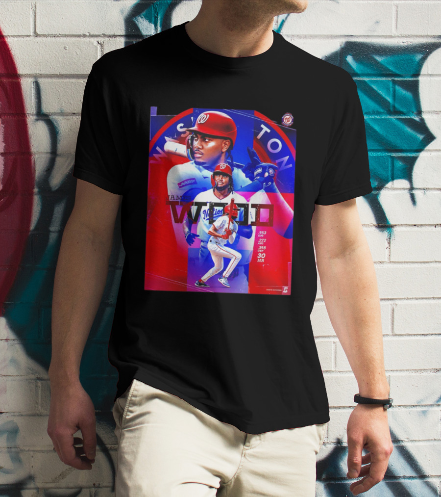 James Wood Washington Nationals .272 AVG .398 OBP 30 HR Collage T-Shirt