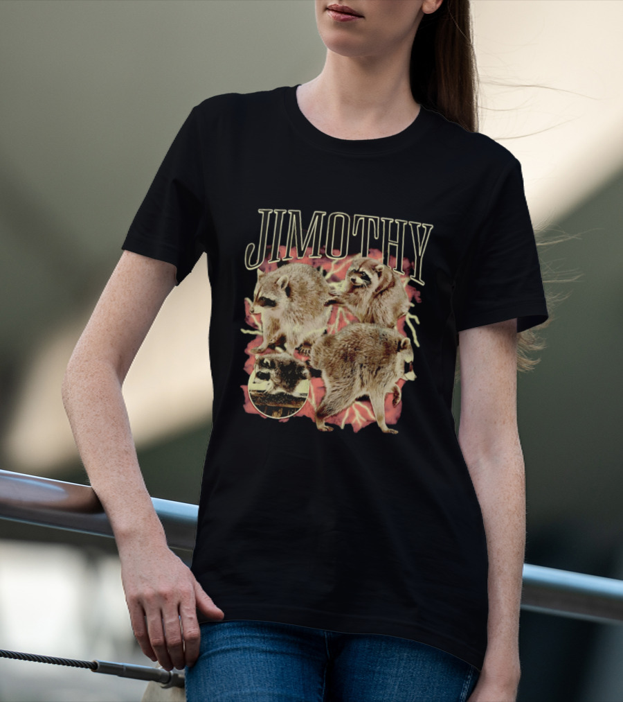 Jimothy Raccoons Retro Wildlife Montage T-Shirt