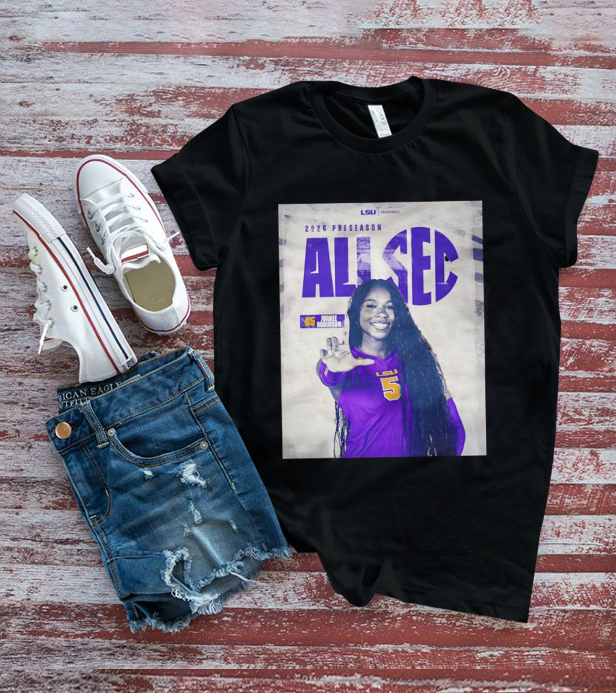 2026 Preseason All SEC Jurnee Robinson LSU Volleyball No 5 T-Shirt