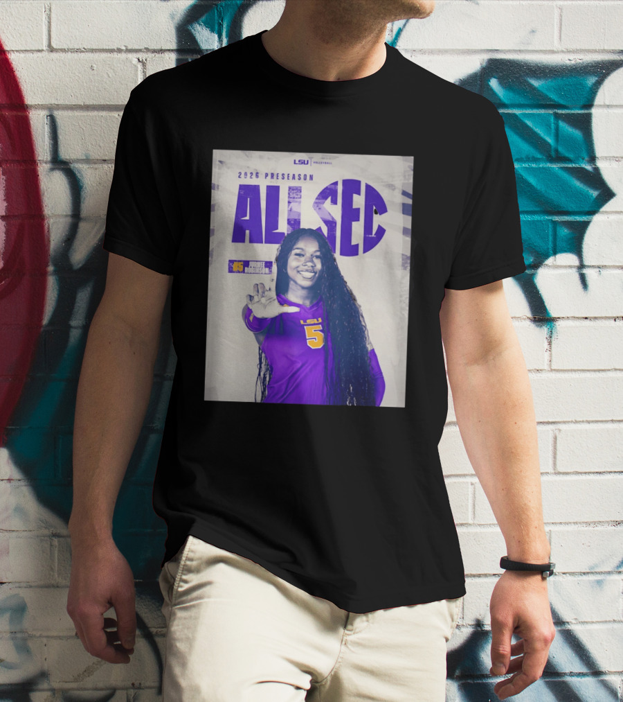 2026 Preseason All SEC Jurnee Robinson LSU Volleyball No 5 T-Shirt