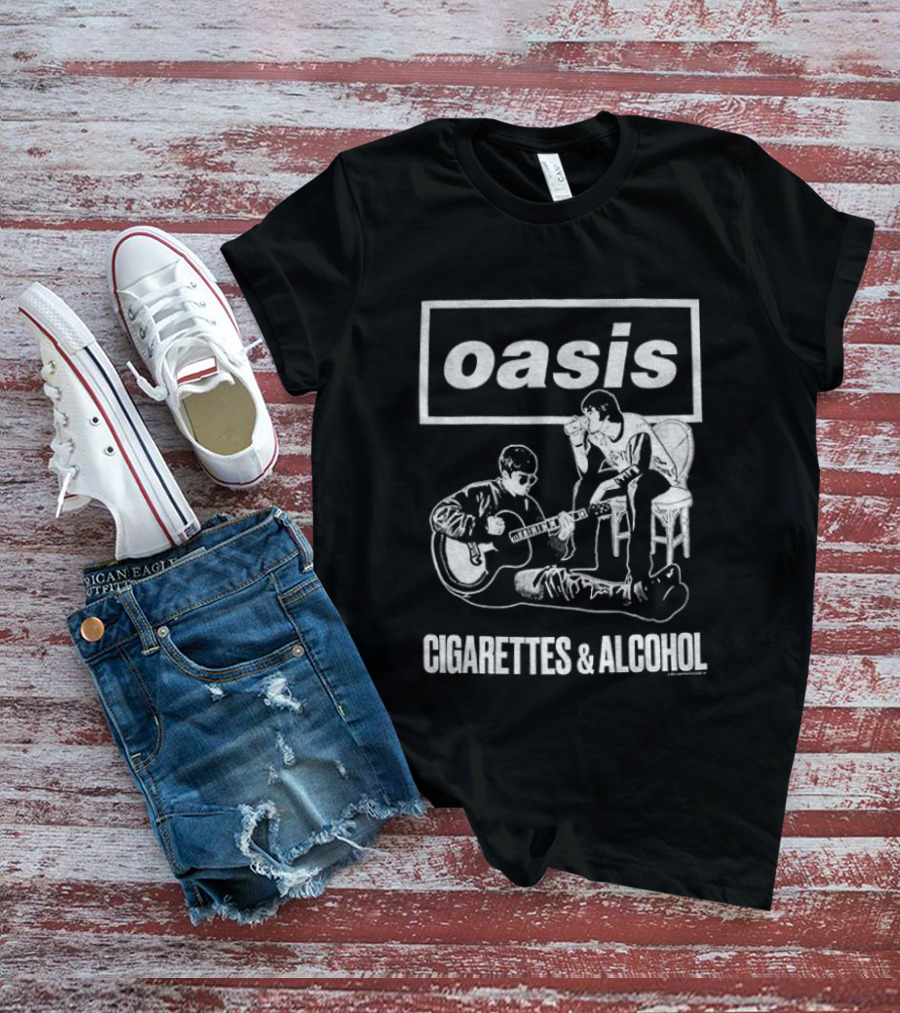 Oasis Noel And Liam Gallagher Cigarettes And Alcohol Mono T-Shirt