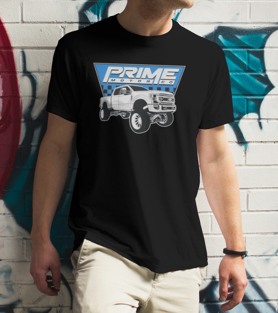 Prime Motor Co Lifted Truck Checkered Triangle T-Shirt